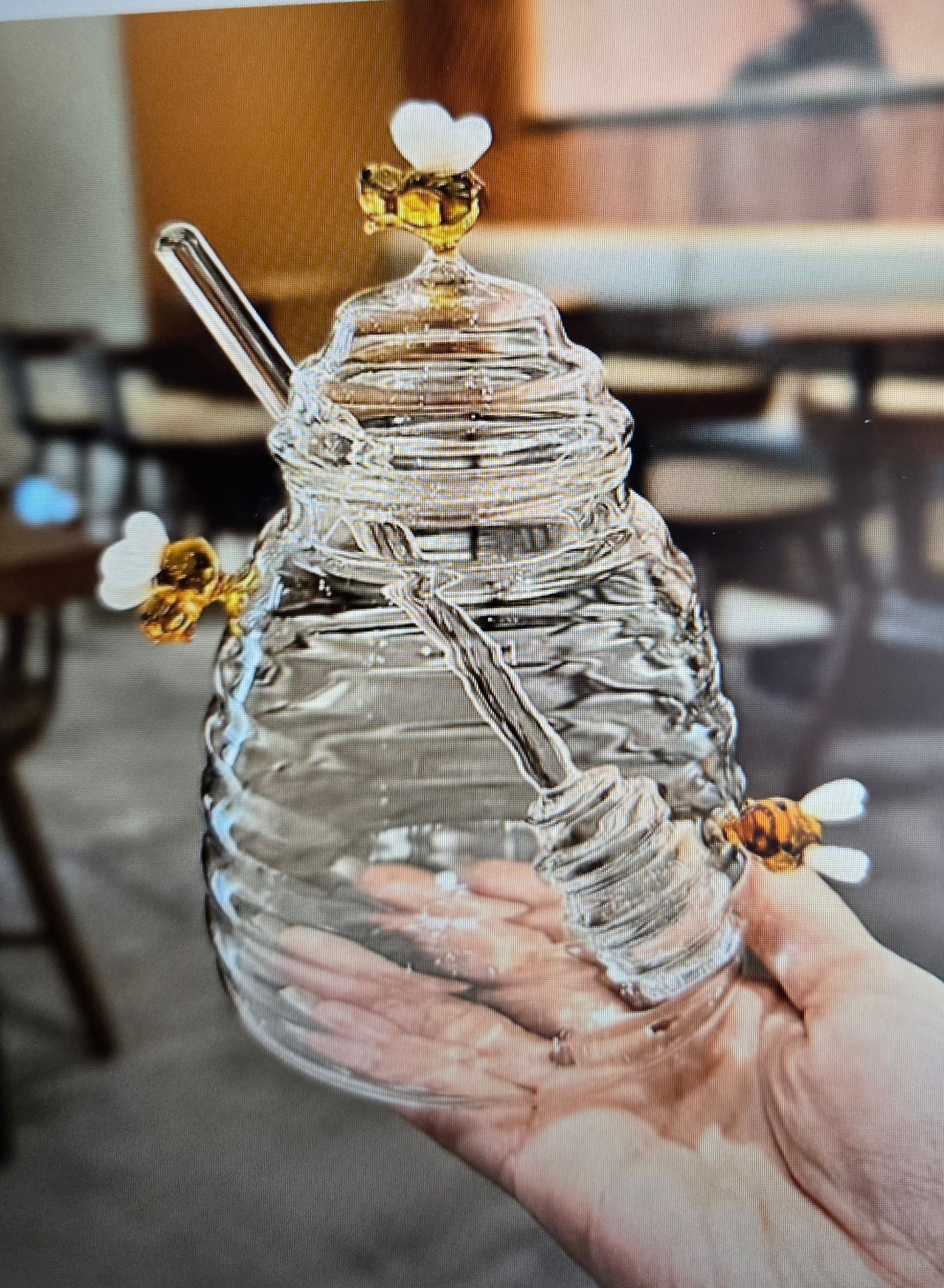 Glass jar for honey w/ lid