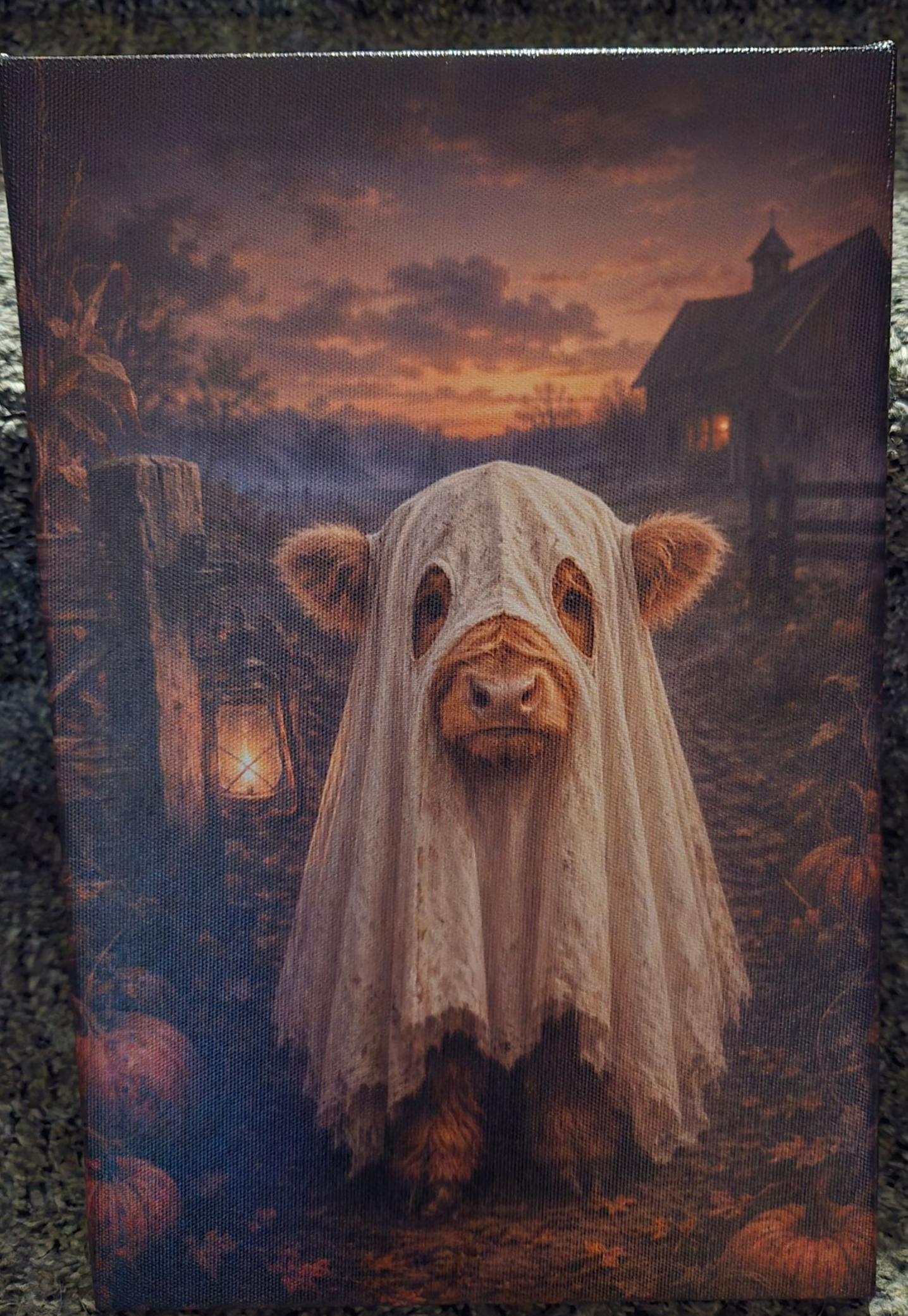 Highland cow halloween canvas