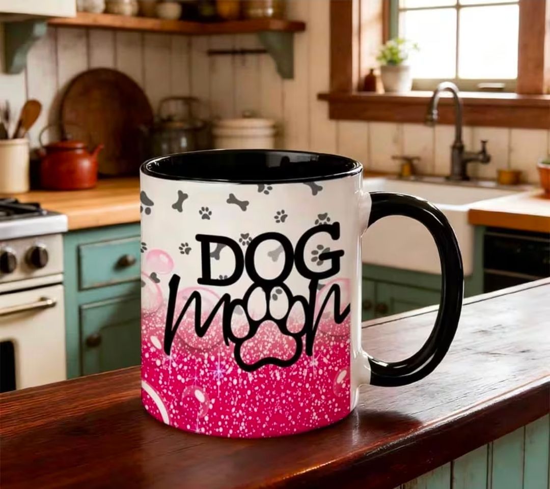 Glittery Dog Mom Ceramic Mug