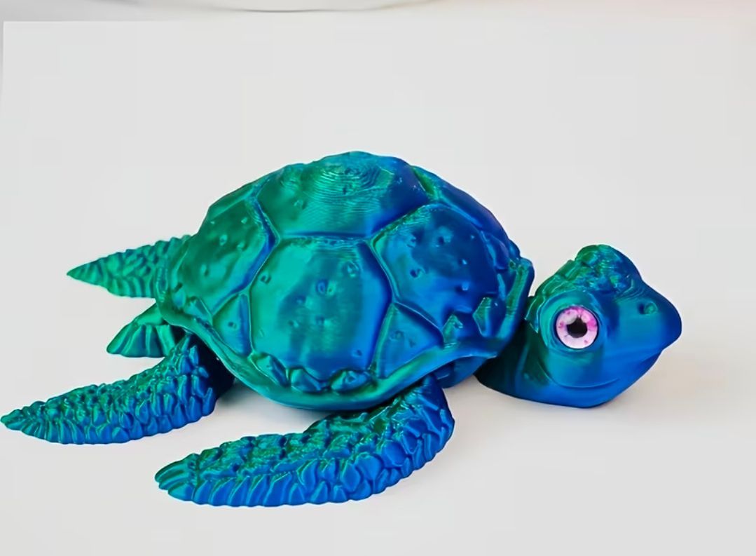 3D Printed Turtle, blue green