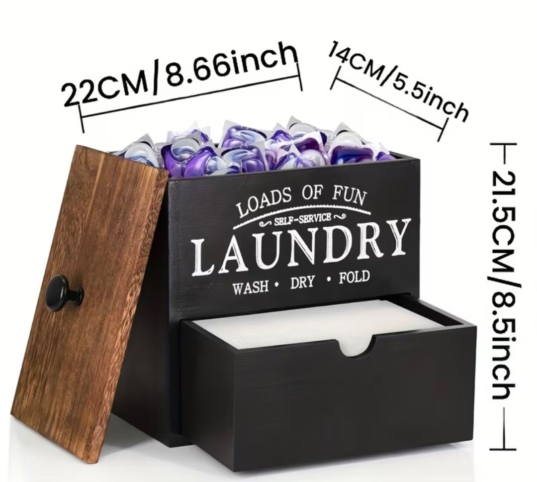 Laundry pod/ dryer sheet storage box