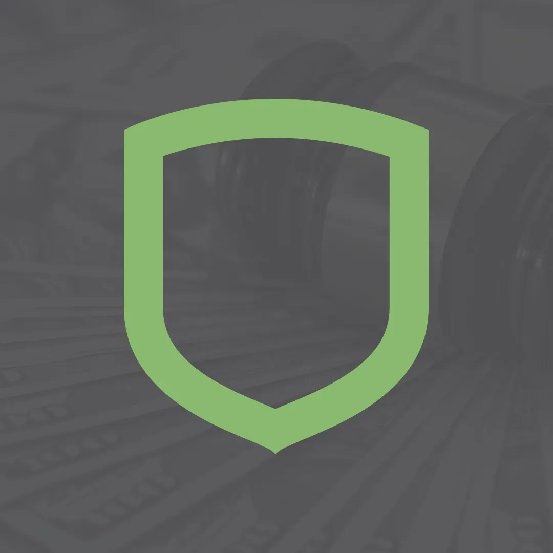 Green shield icon centered on a dark gray textured background