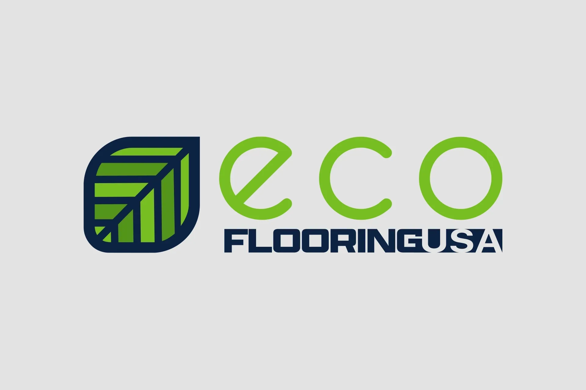 Eco Flooring USA logo with green leaf icon and “eco” text on a light gray background