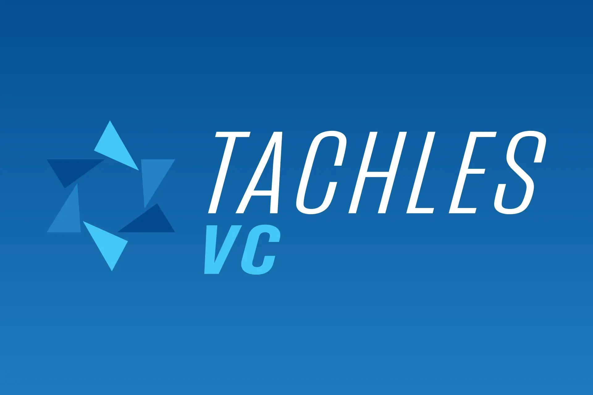 Tachles VC logo on a blue background with a geometric star icon