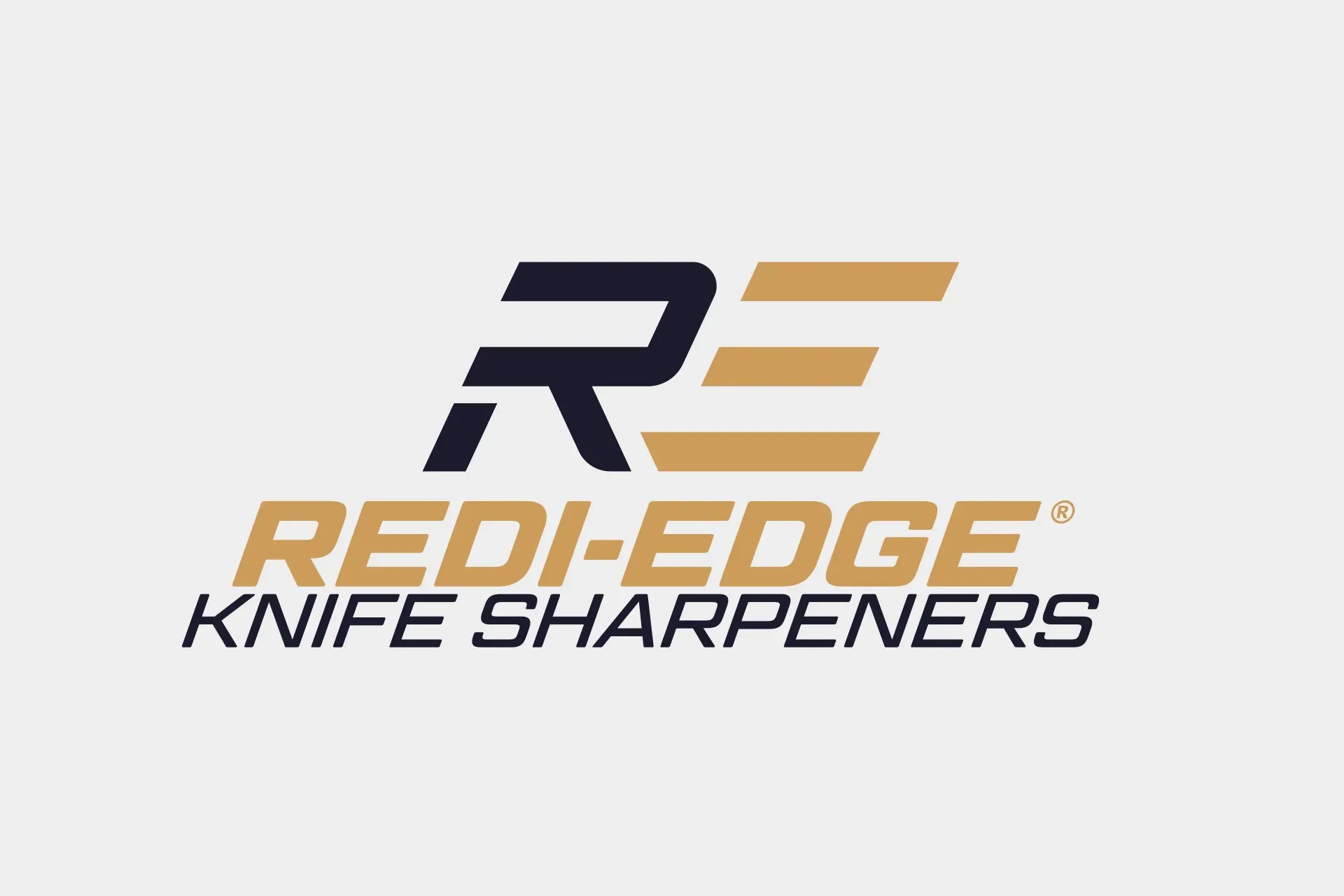 REI-EDGE Knife Sharpeners logo in black and gold on a light background