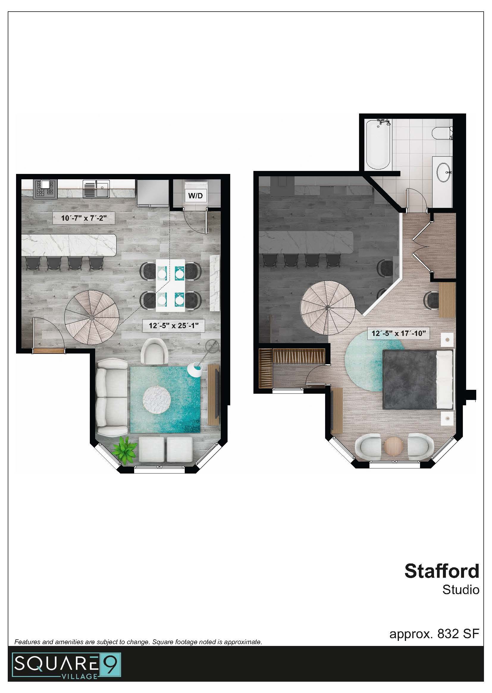Floor plan of a two-story apartment labeled 