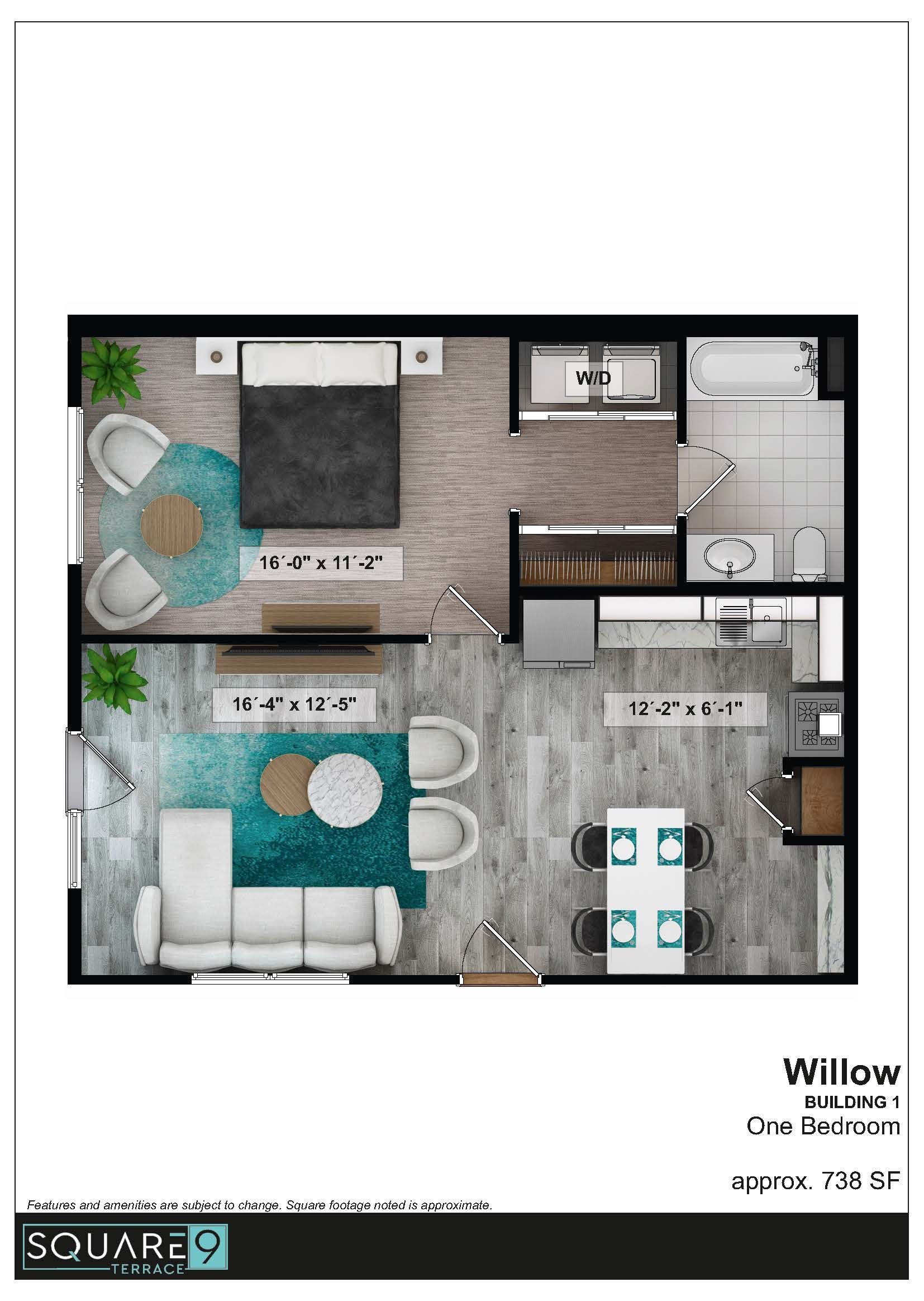 Floor plan of an apartment labeled 