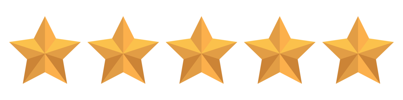 Five gold stars in a row.