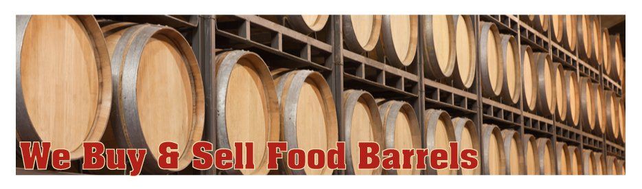 A banner that says we buy and sell food barrels