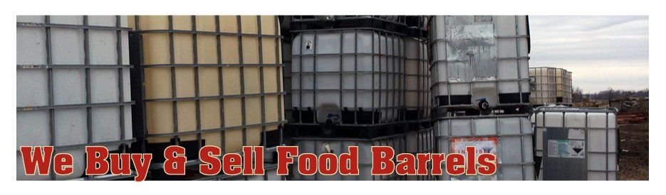 A banner that says we buy and sell food barrels