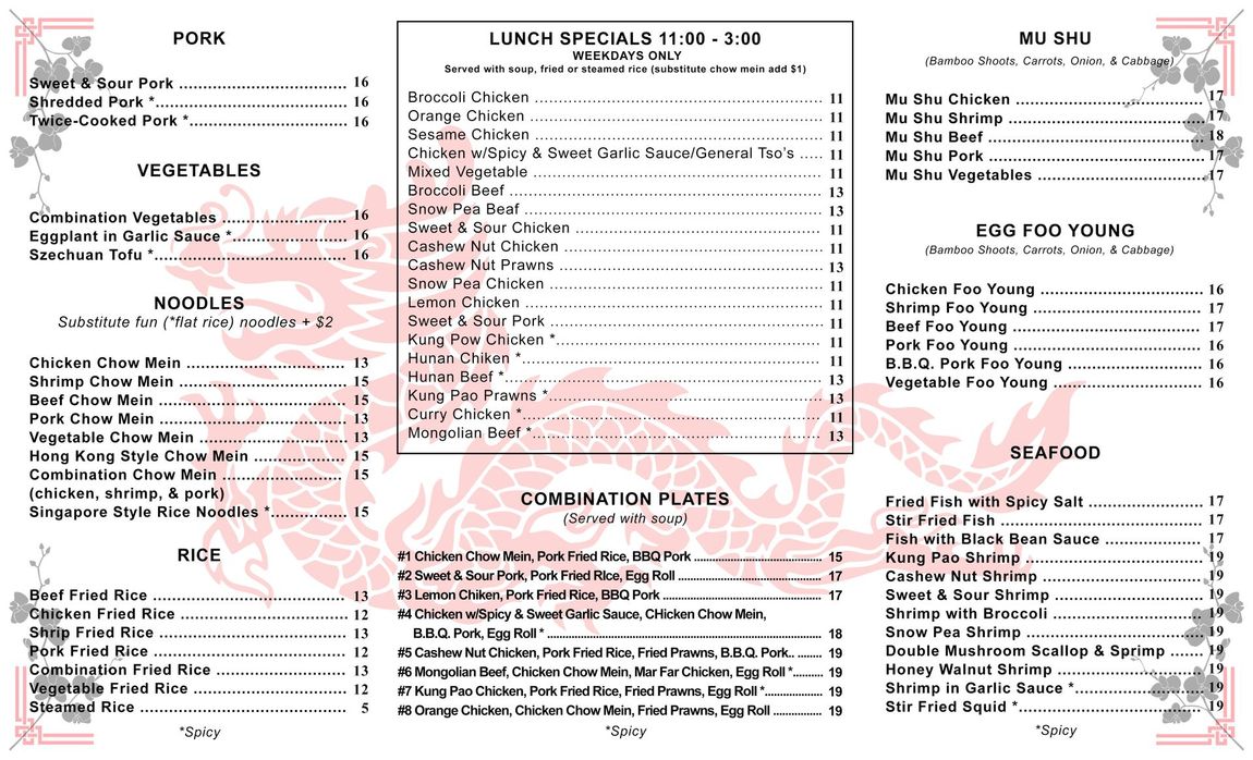 The Rice Bowl Menu