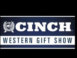 Cinch western gift show logo on a blue background