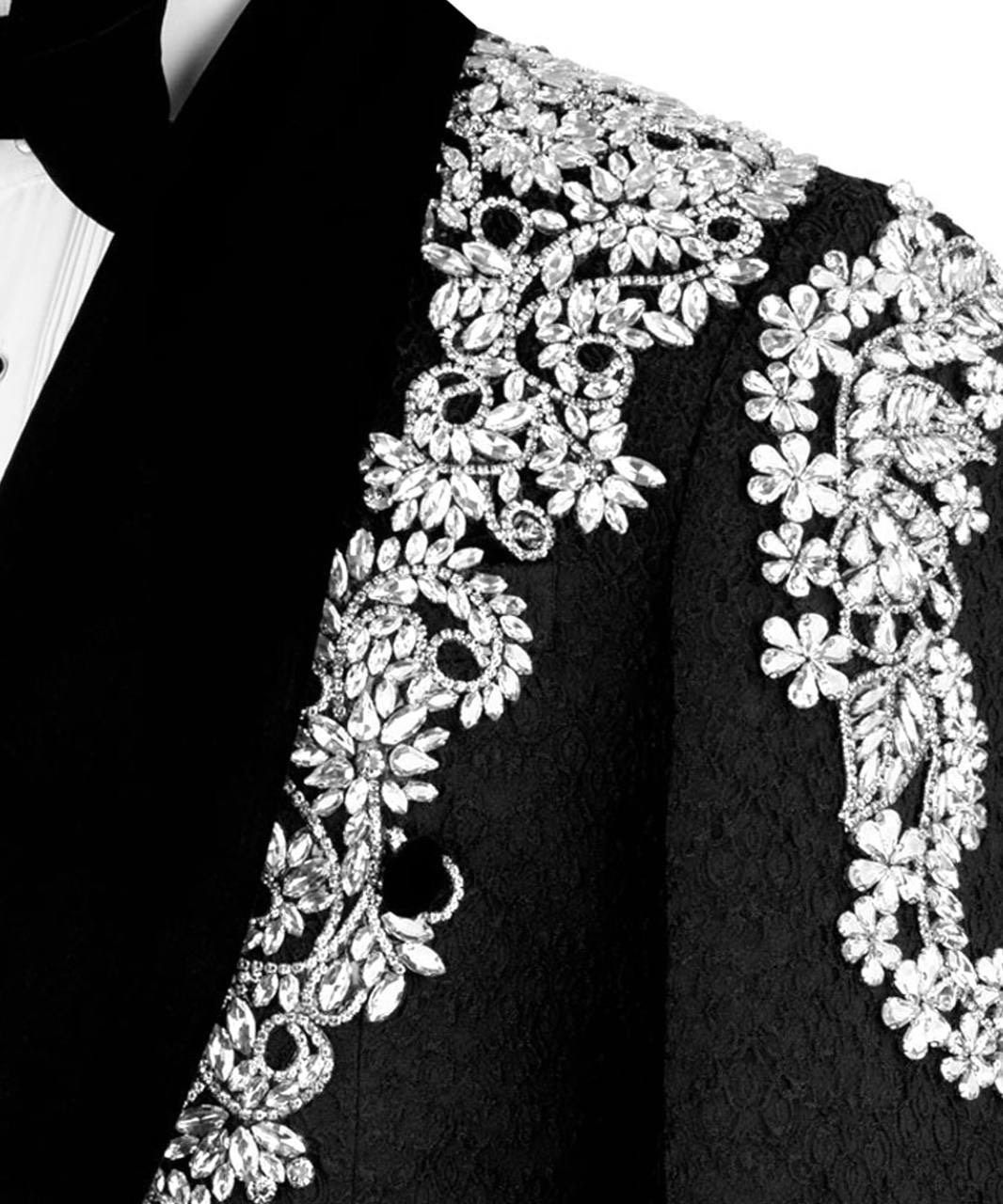 ORIGINAL MILANO –2Pcs Black Couture Embroidered Tuxedo