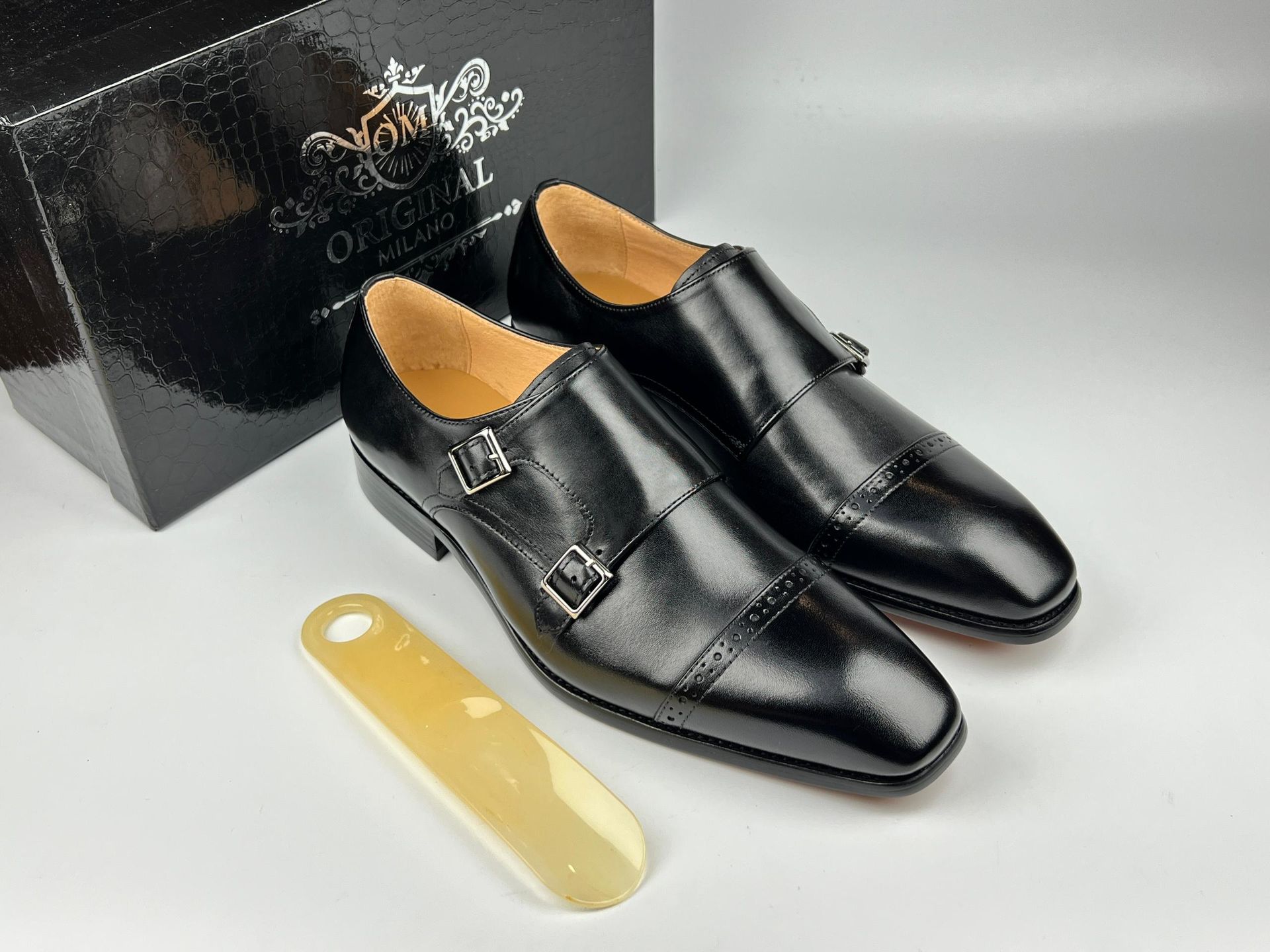 Filangieri - Black Oxford Wing Tip Leather Lace Up Dress Shoe