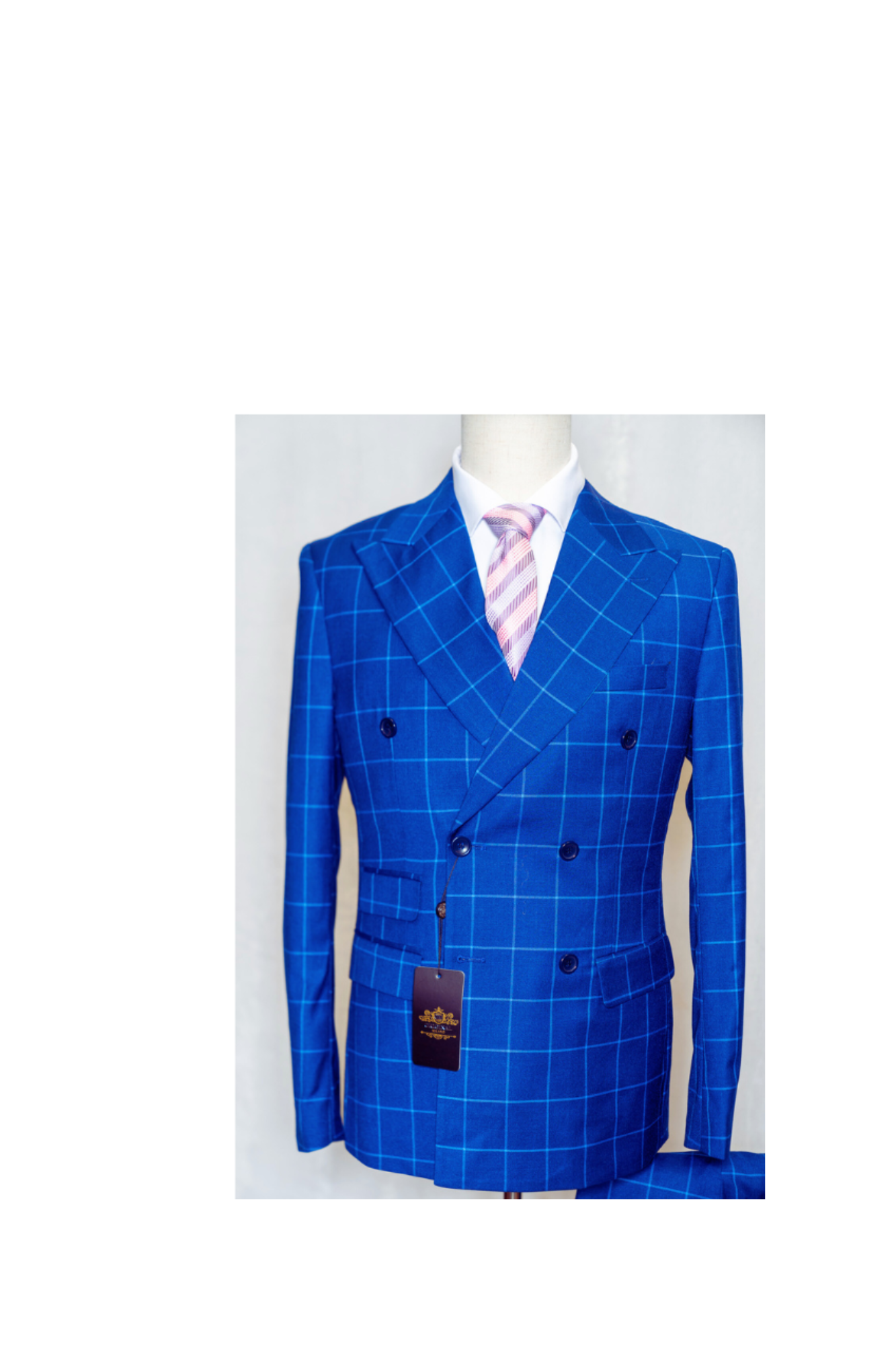 Original Milano Blue Checkered Crossed Suit