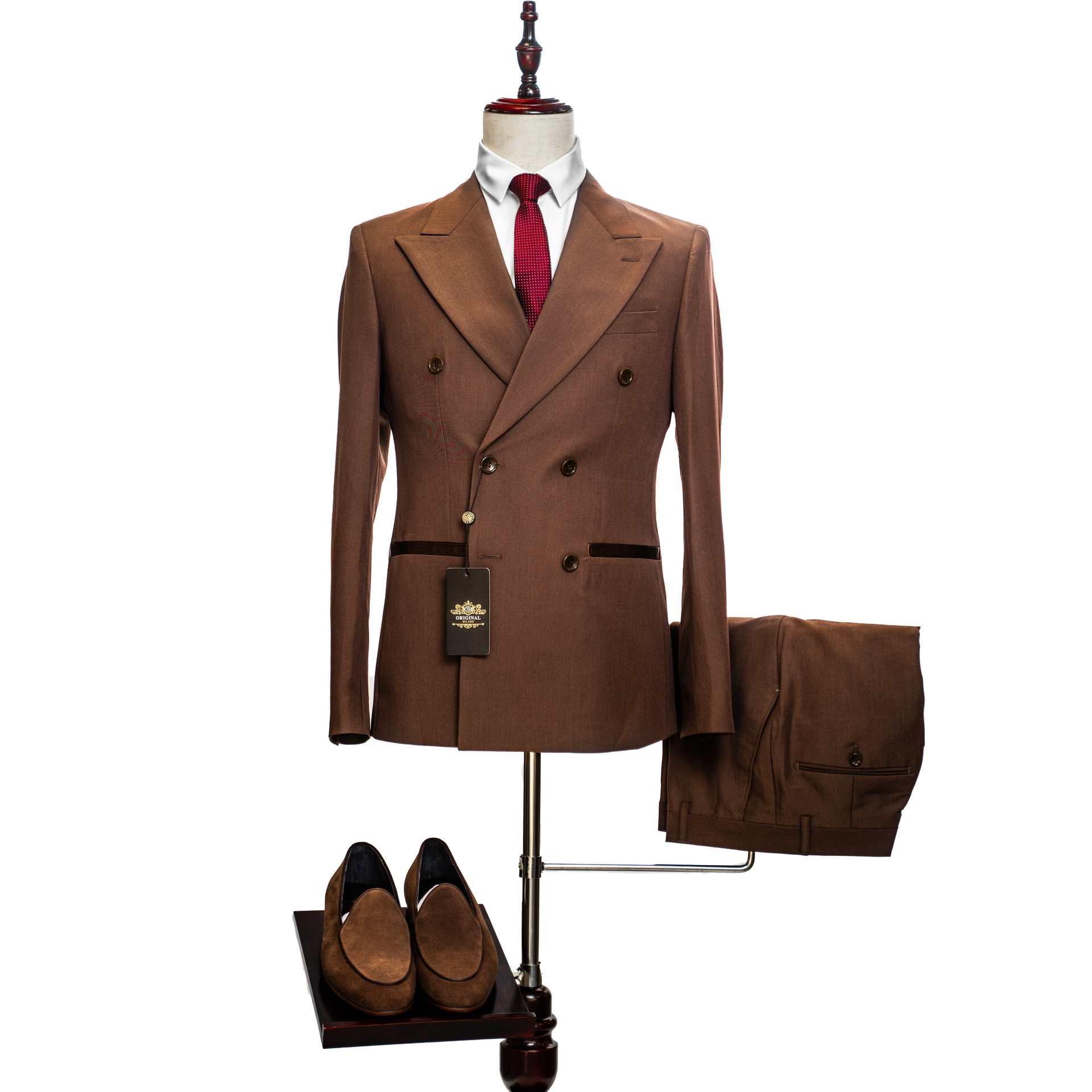 Elegant Brown Wool Suit