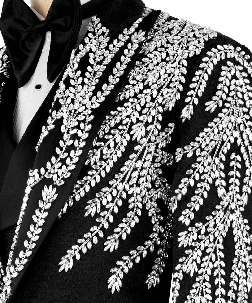 ORIGINAL MILANO – 3Pcs Black Imperial Silver Embroidered Tuxedo