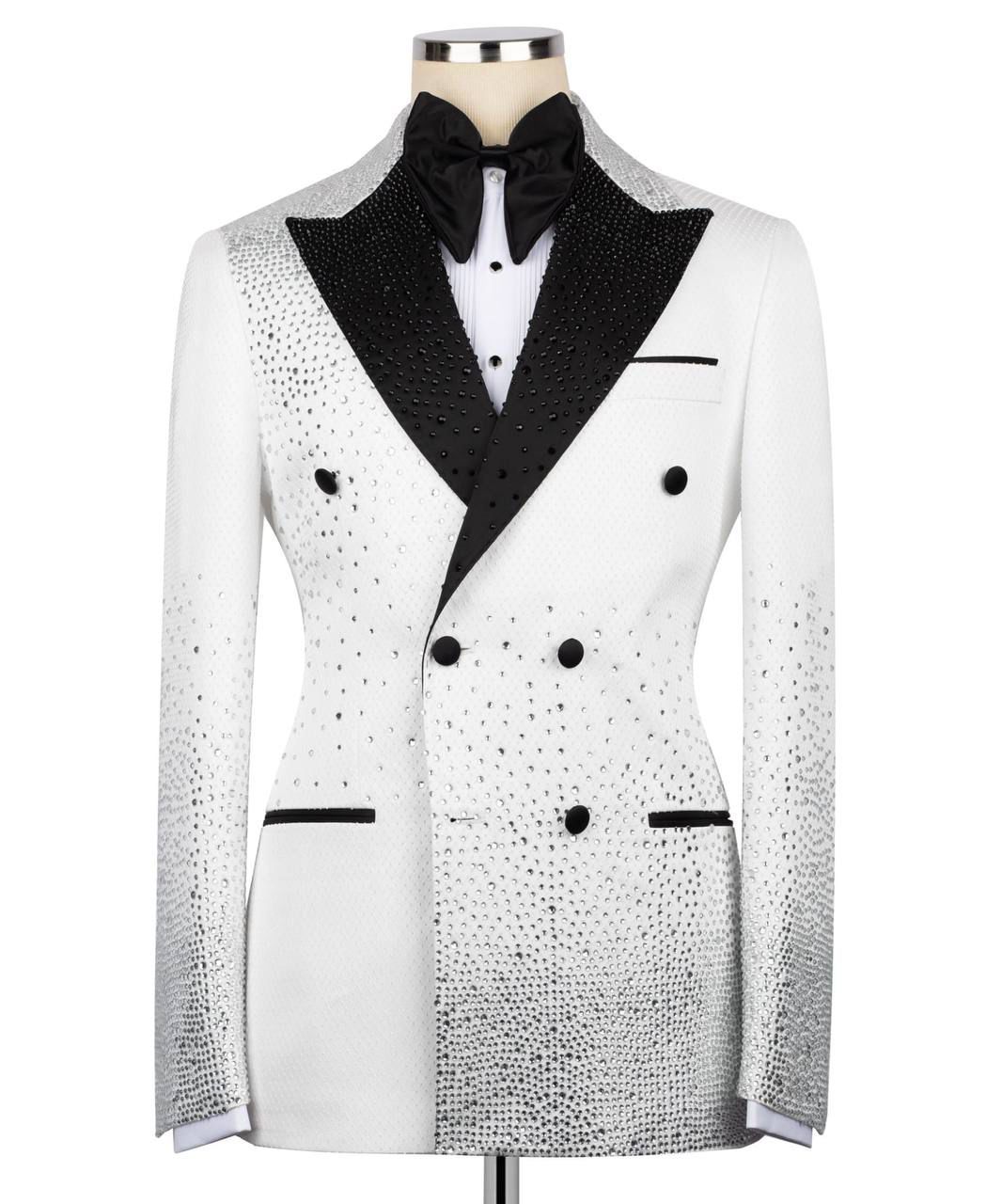 ORIGINAL MILANO –2pcs White Crystal Prestige Double-Breasted Tuxedo