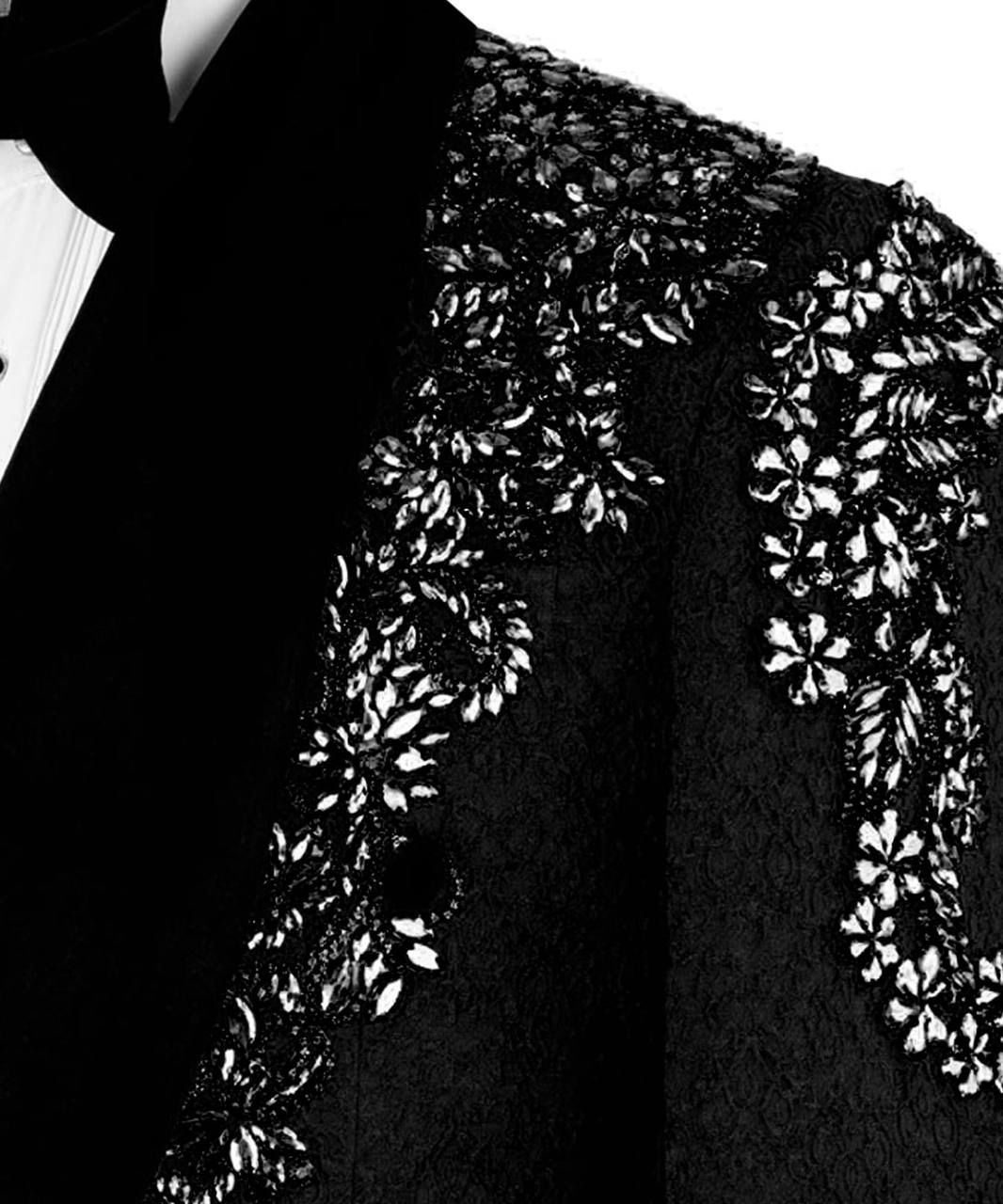 ORIGINAL MILANO –2Pcs Noir Regal Embroidered Couture Tuxedo