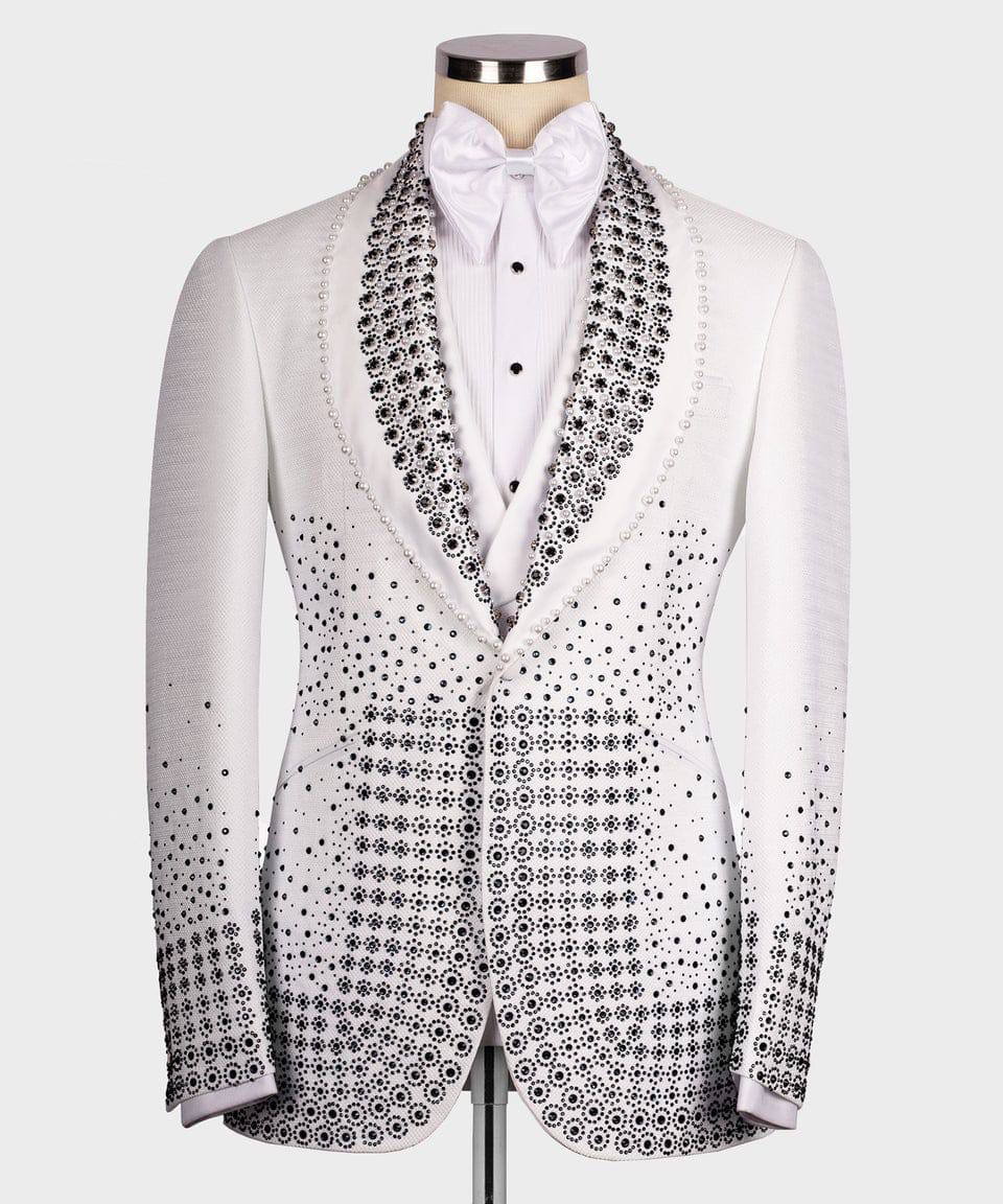 ORIGINAL MILANO – 3Pcs White Royal Crystal Shawl Tuxedo