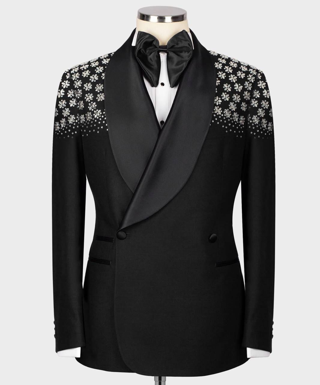 ORIGINAL MILANO –2Pcs Classic Black Crystal Floral Tuxedo