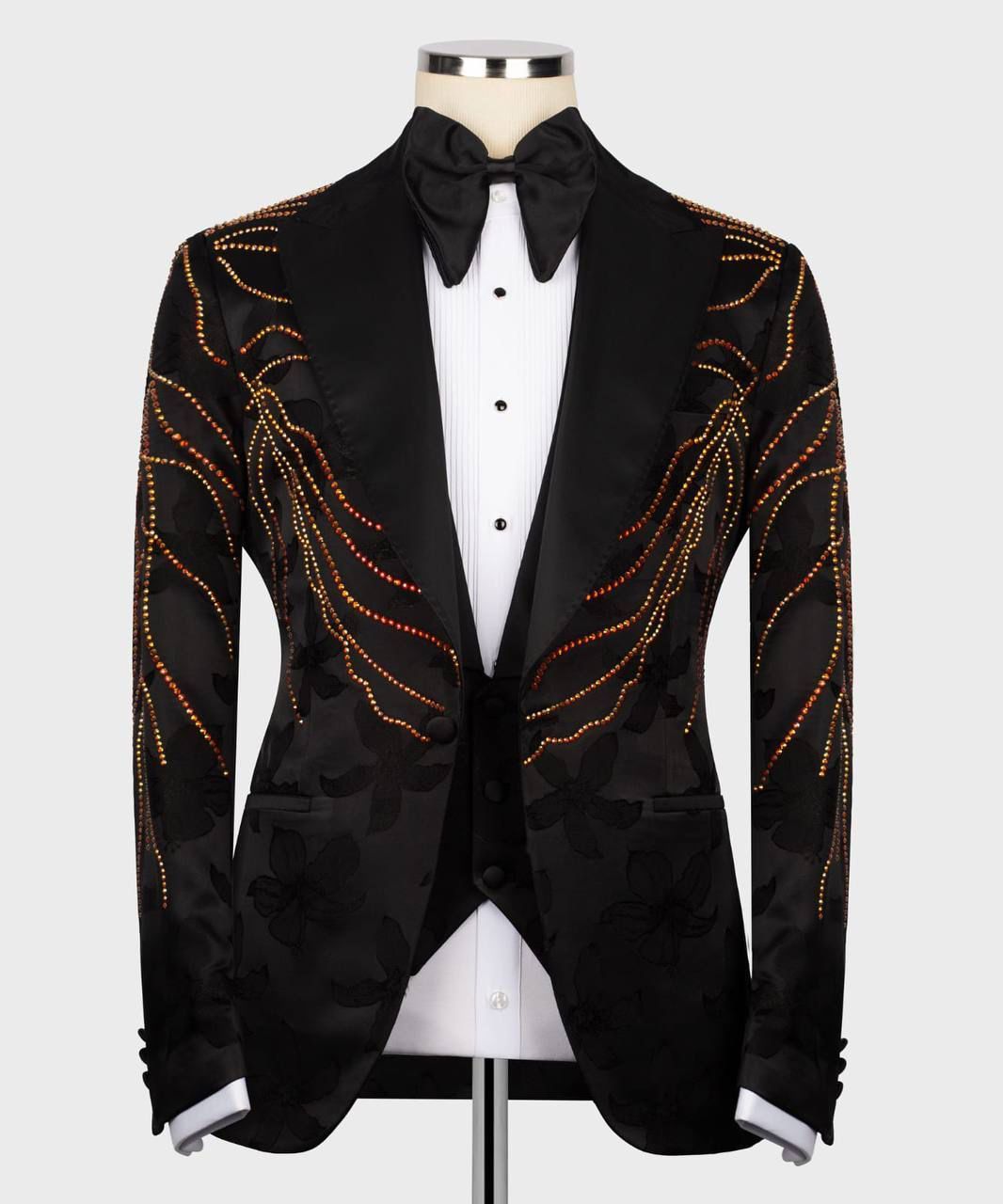 ORIGINAL MILANO –2Pcs Black Crystal Flame Designer Tuxedo