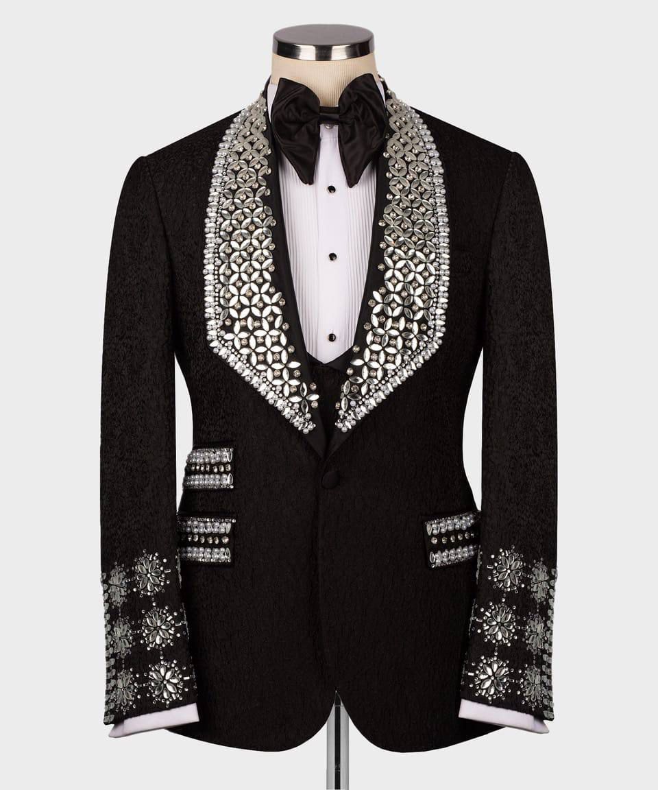 ORIGINAL MILANO –3Pcs Noir Silver Prestige Embellished Tuxedo
