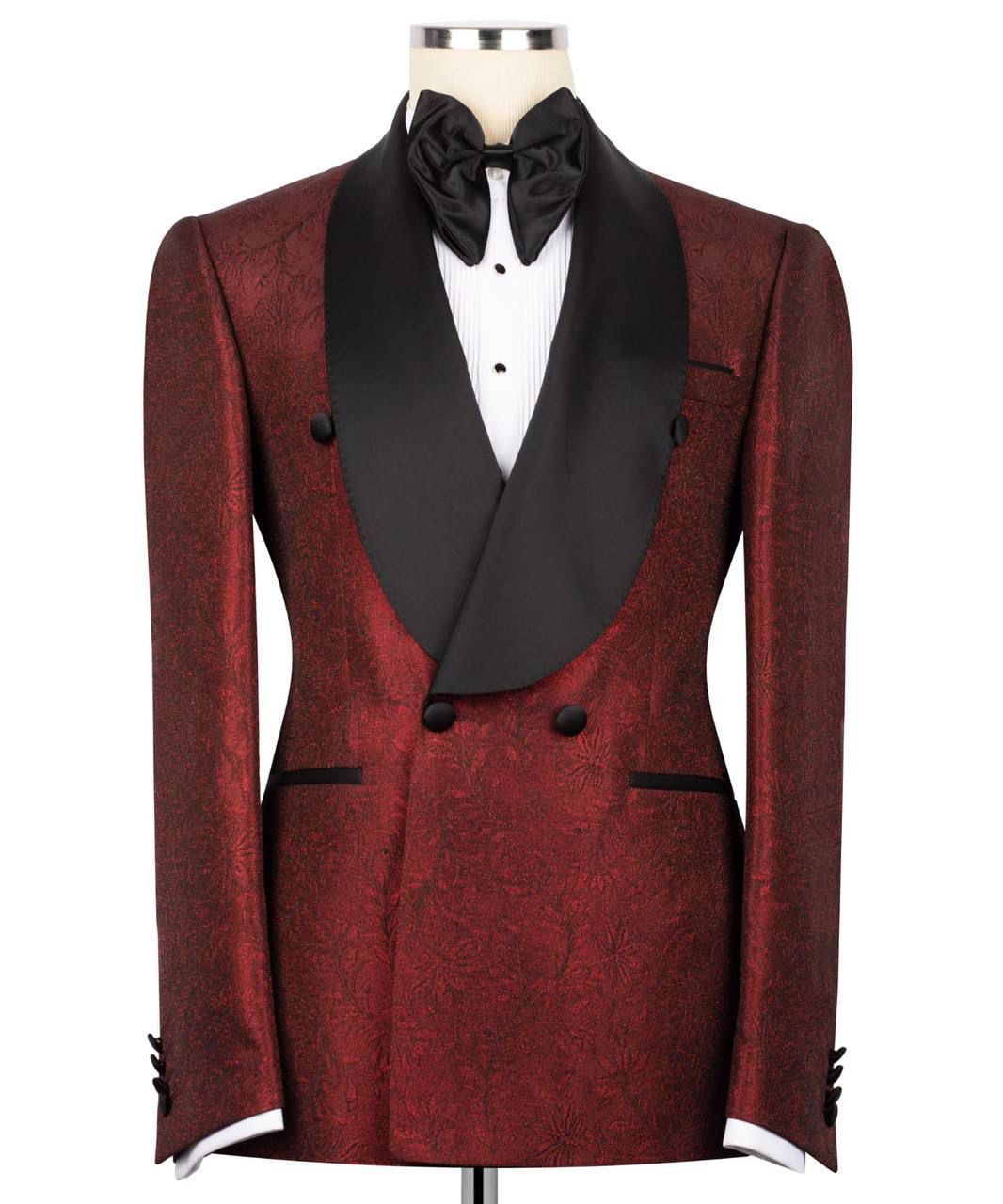 ORIGINAL MILANO – Burgundy Double-Breasted Shawl Lapel Tuxedo