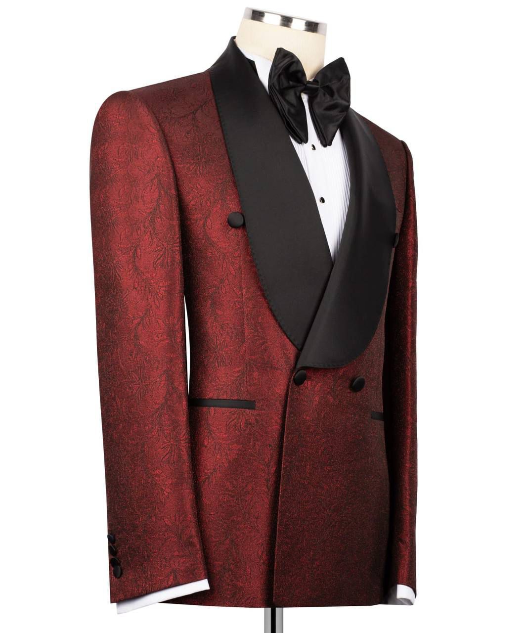 ORIGINAL MILANO – Burgundy Double-Breasted Shawl Lapel Tuxedo