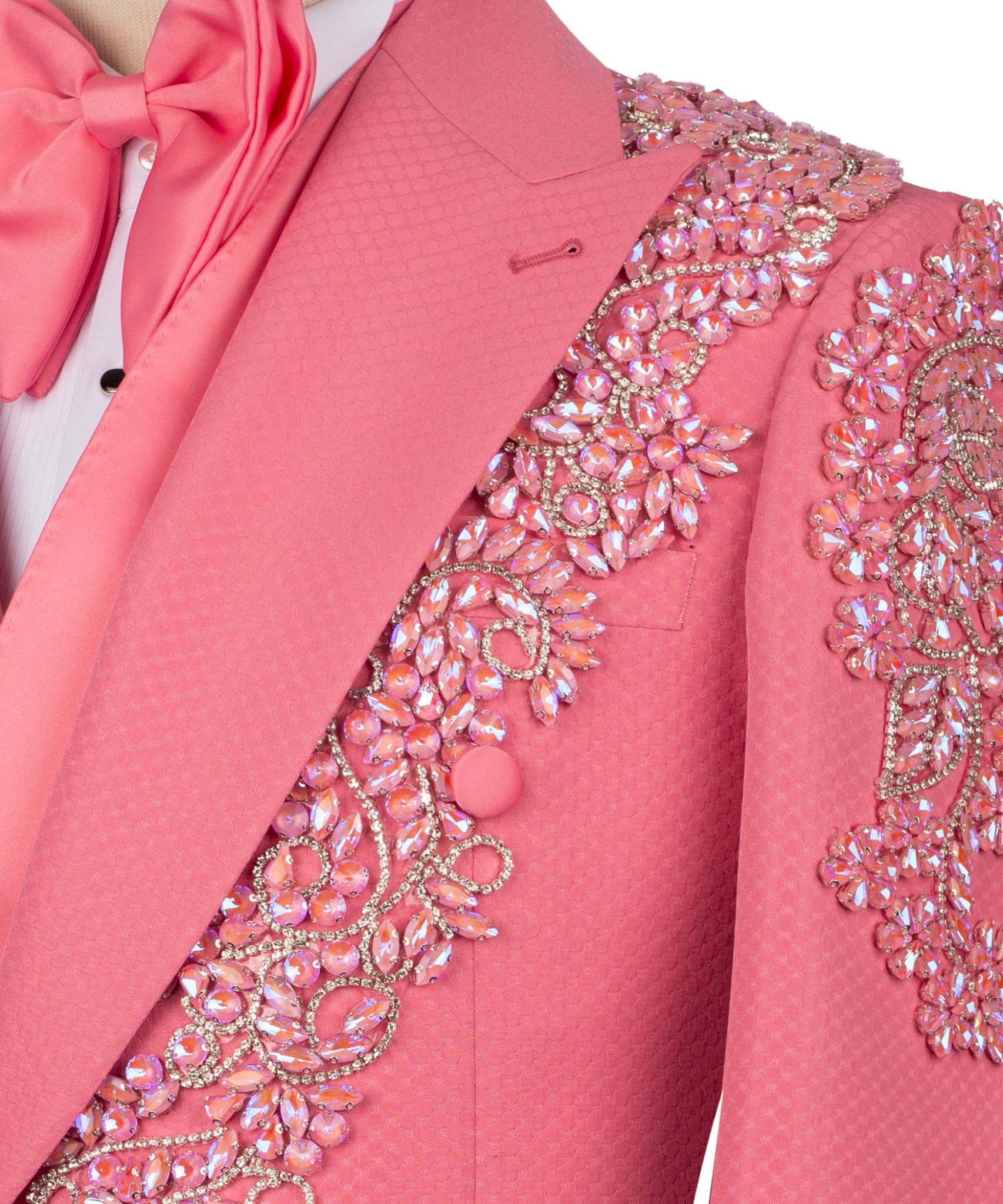 ORIGINAL MILANO – Pink Crystal Embellished Double-Breasted Tuxedo