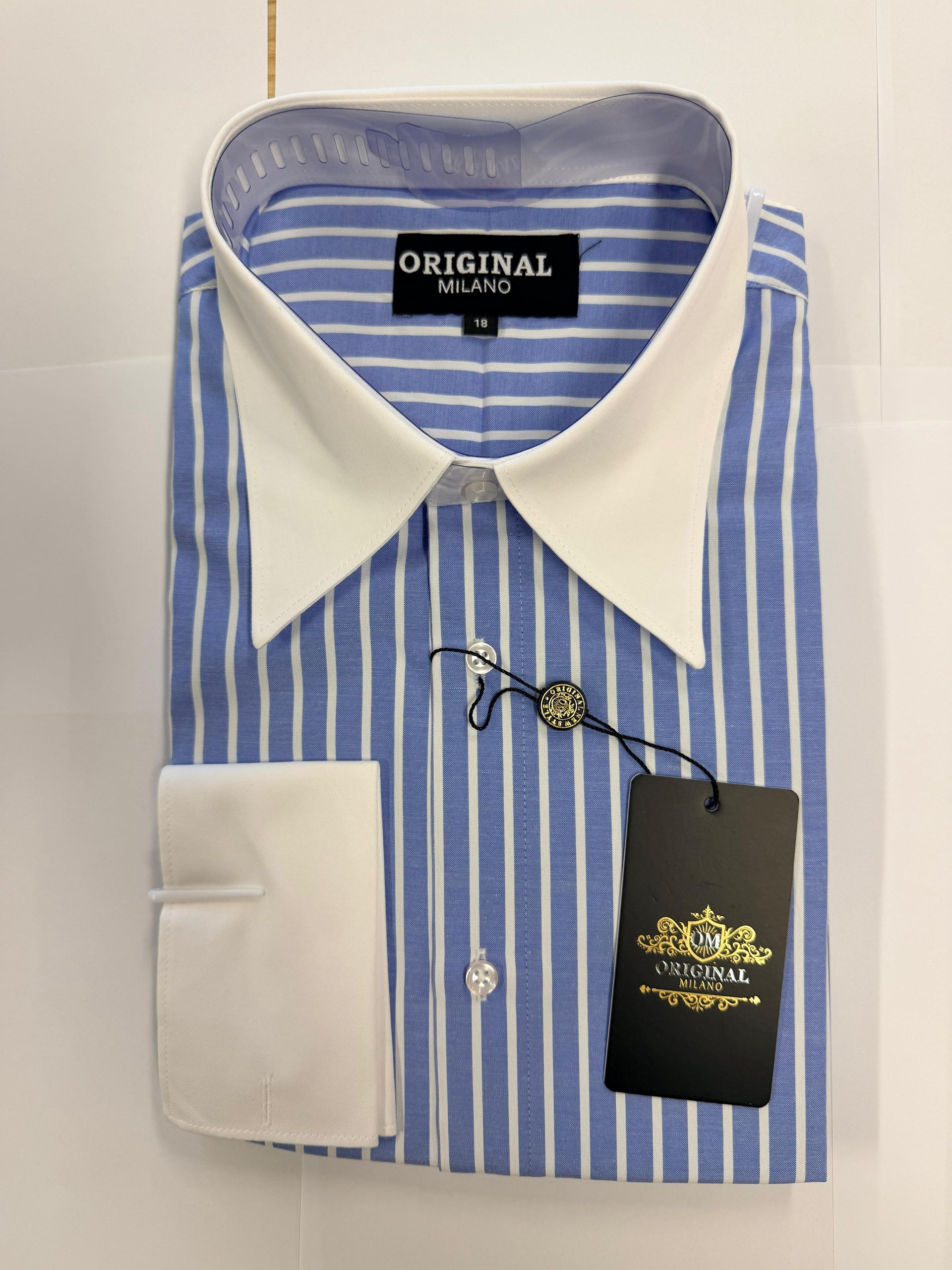 Original Milano  Light Blue Premium Contrast Collar Dress Shirt