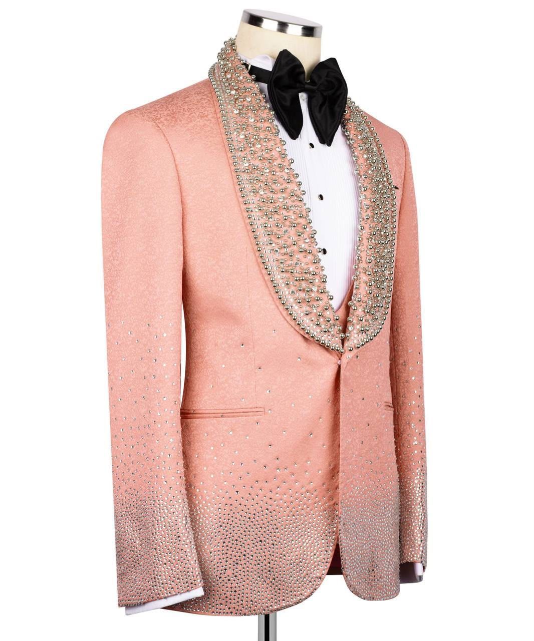 ORIGINAL MILANO Pink Crystal Tuxedo Jacket
