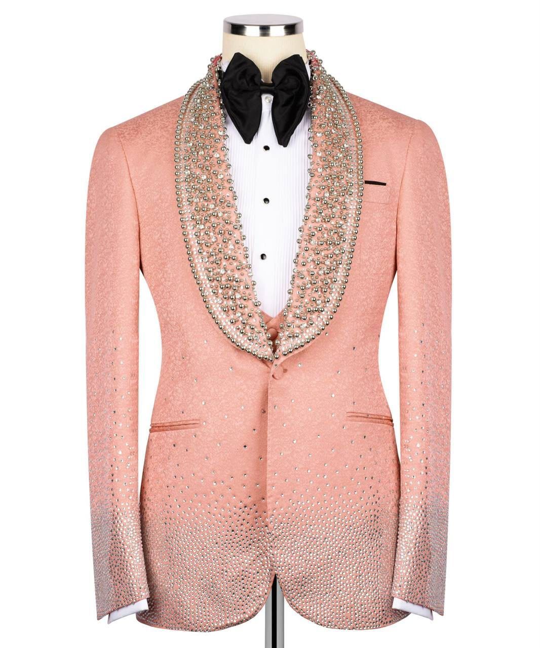 ORIGINAL MILANO Pink Crystal Tuxedo Jacket