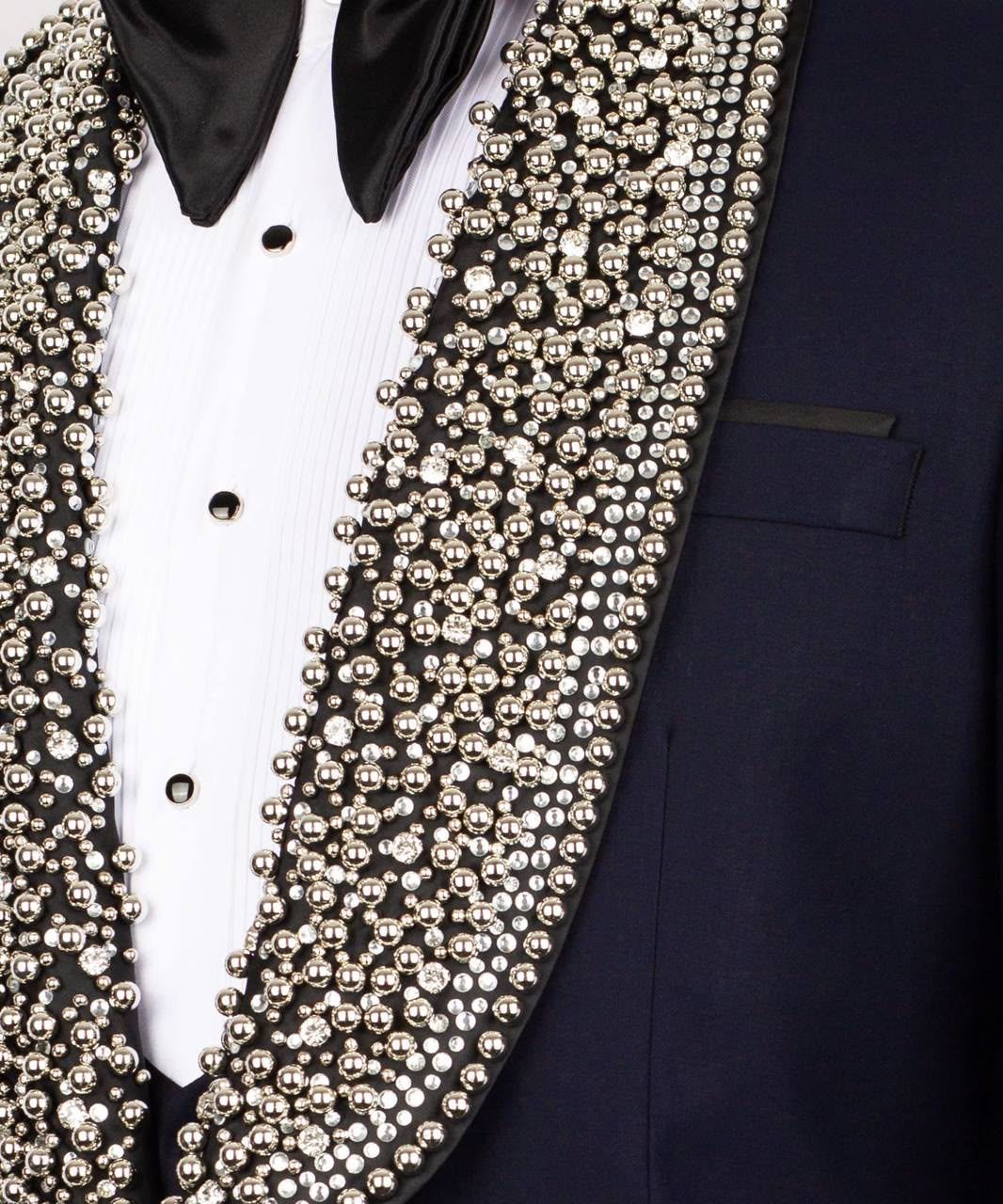 ORIGINAL MILANO Navy Crystal Tuxedo Jacket