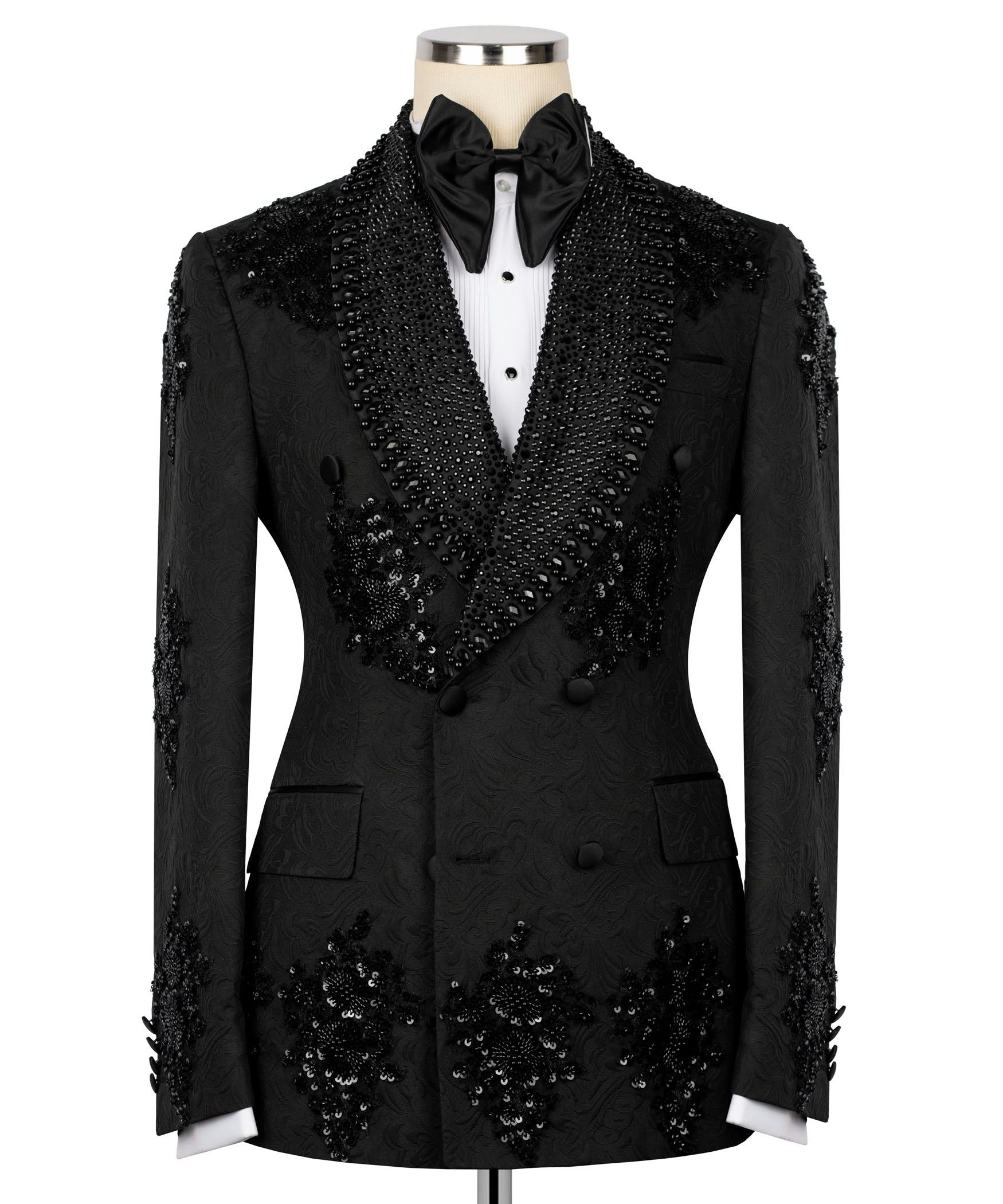 ORIGINAL MILANO –2Pcs Midnight Noir Black Crystal Couture Tuxedo
