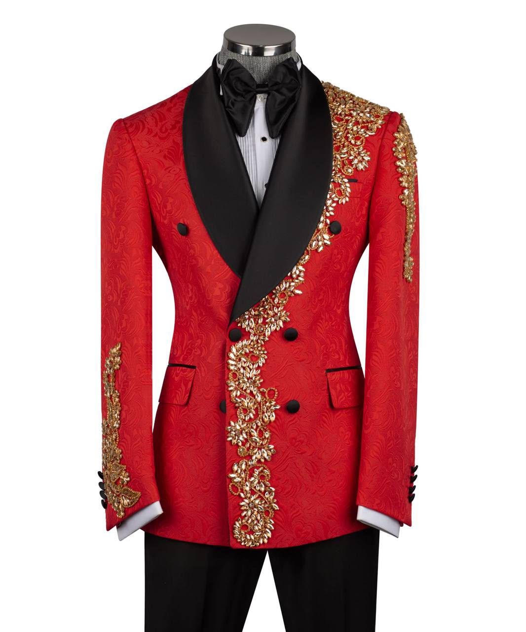 ORIGINAL MILANO – Royal Crimson Gold Embellished Tuxedo