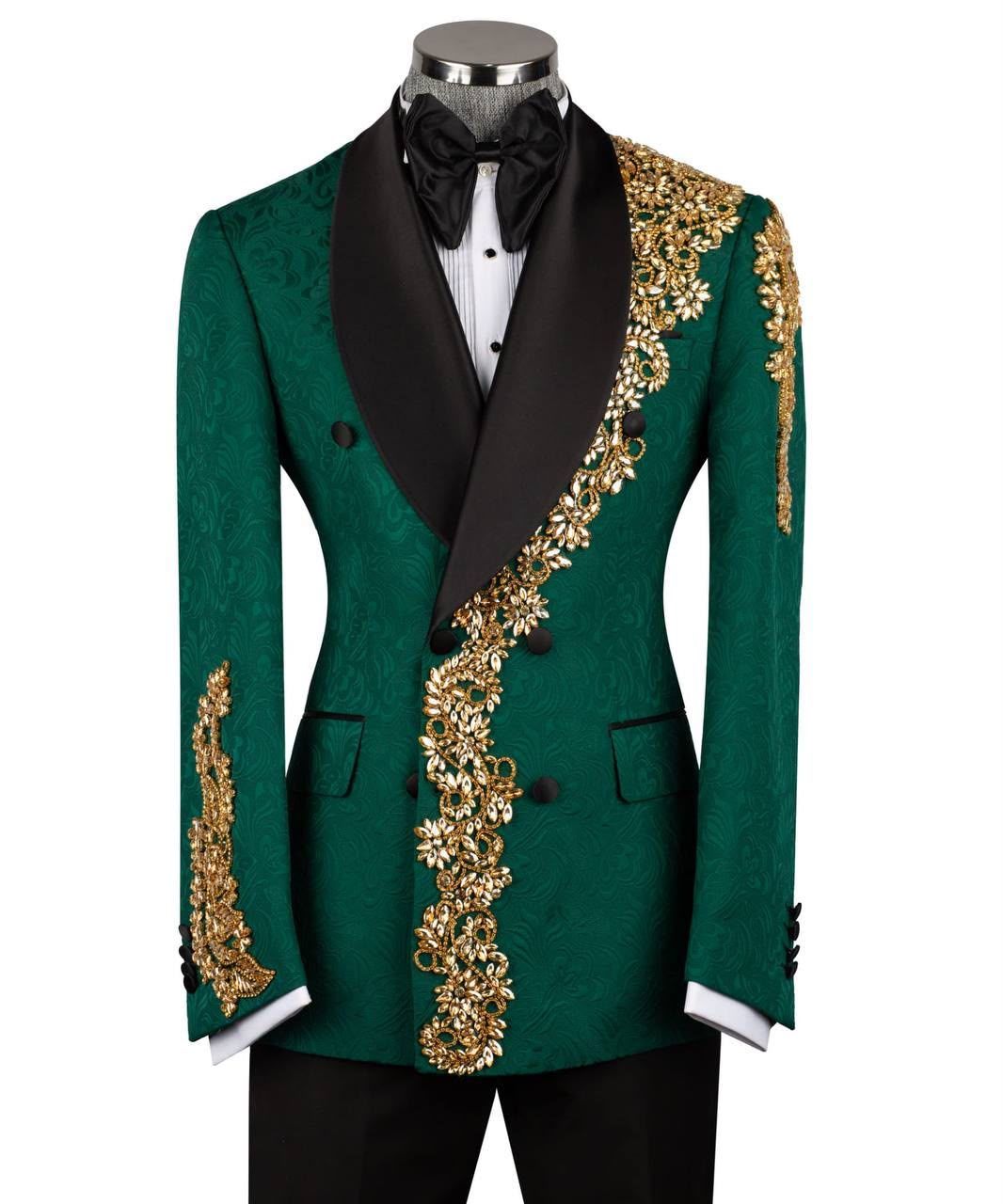 ORIGINAL MILANO –2Pcs Emerald Royalty Gold Embellished Tuxedo