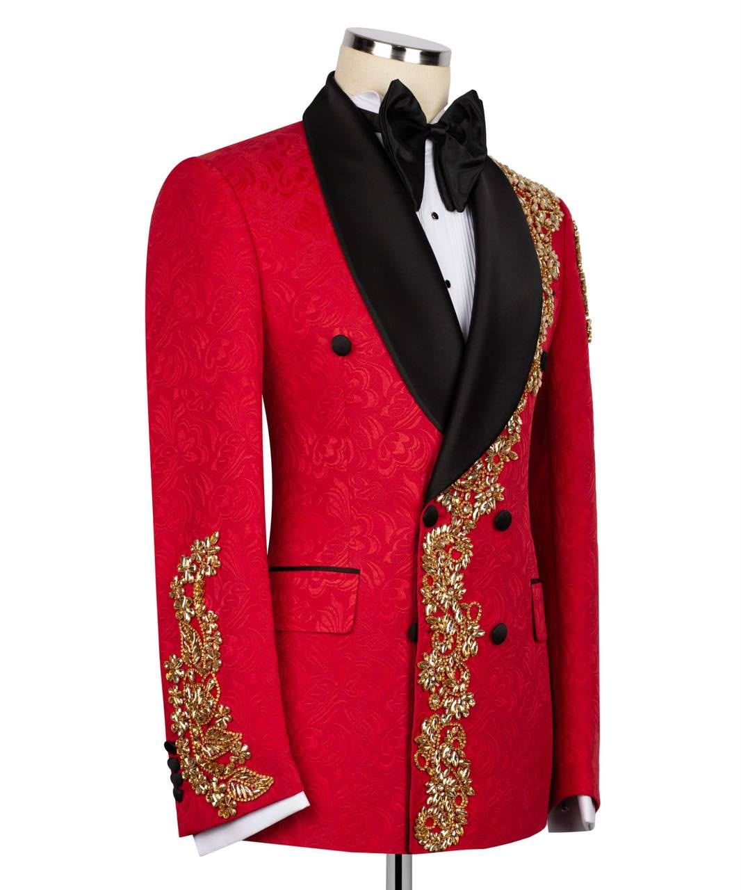 ORIGINAL MILANO – Royal Crimson Gold Embellished Tuxedo
