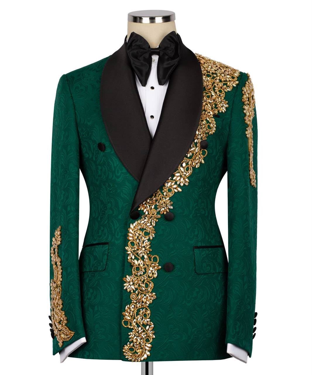ORIGINAL MILANO –2Pcs Emerald Royalty Gold Embellished Tuxedo