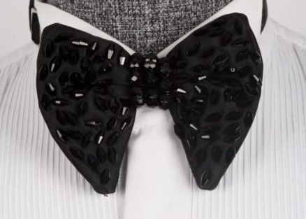 ORIGINAL MILANO – Black Crystal Embellished Couture Bow Tie