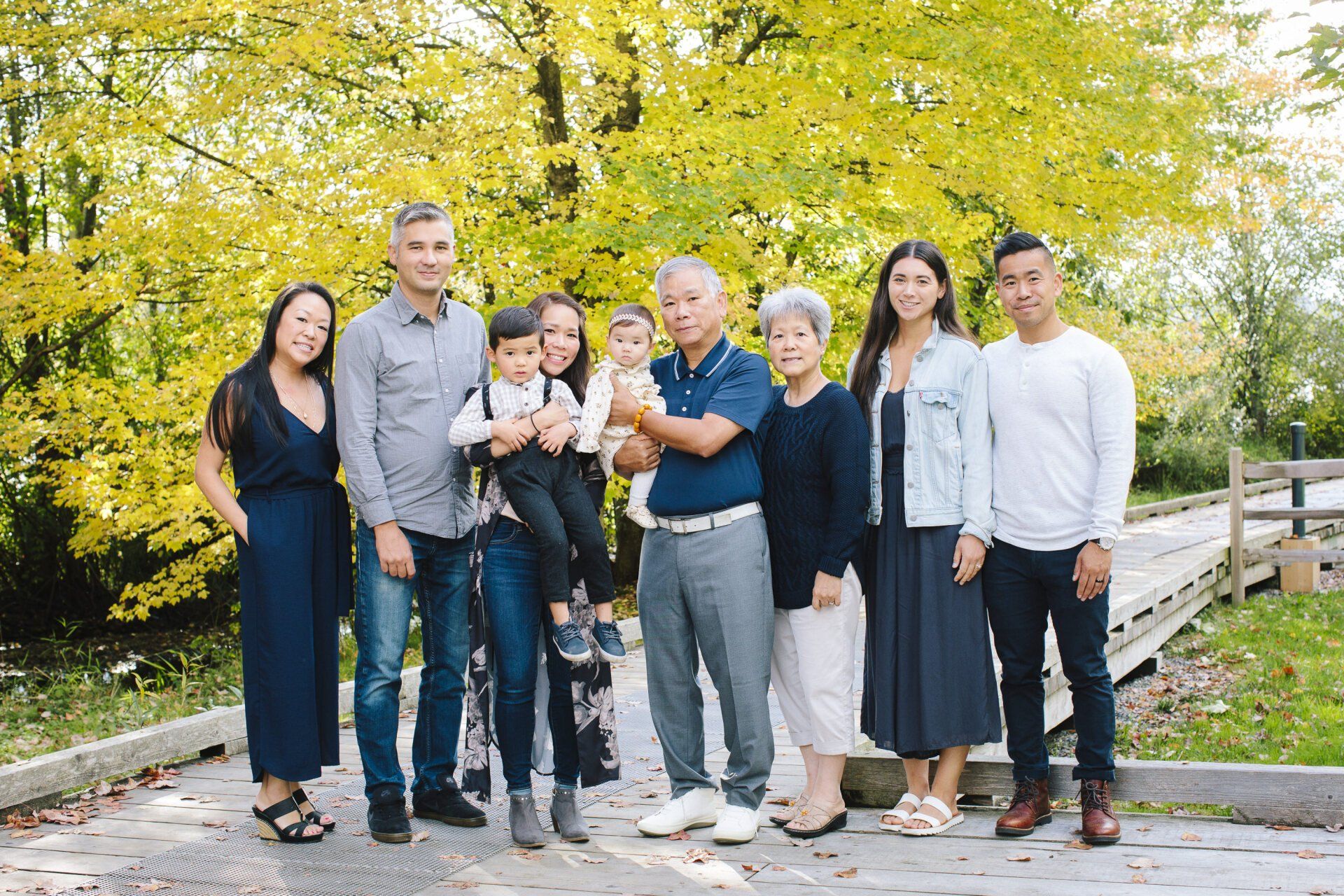 Family photo on a sunny day in the park