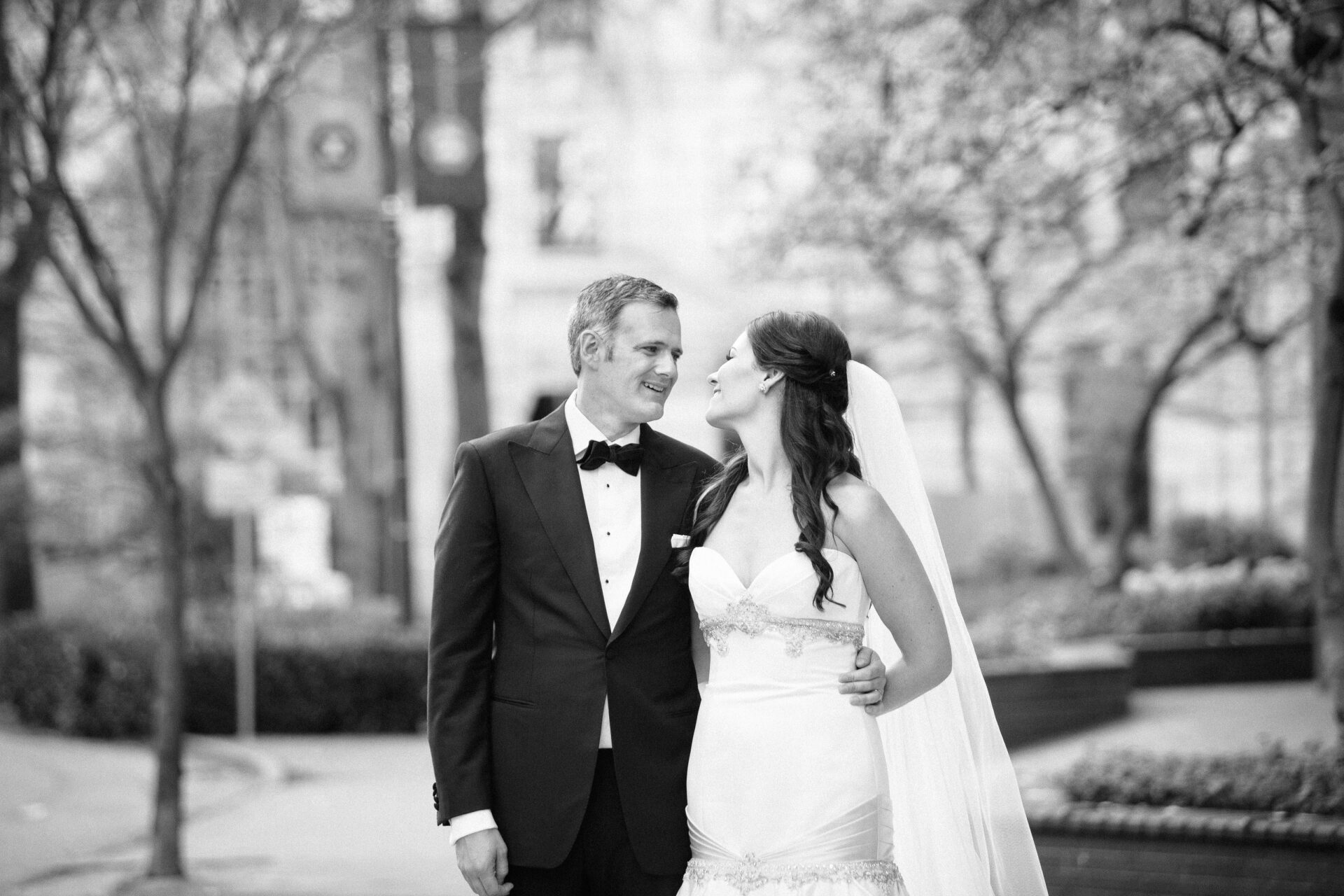 Bride and groom about to kiss
