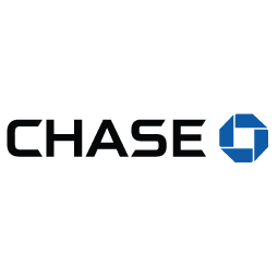 Chase bank logo in black text with a blue octagon icon on a white background