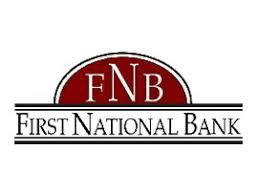FNB First National Bank logo in red and black with stylized initials above the bank name