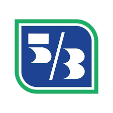 Blue and green logo with stylized white letters “B/B” inside a rounded square.