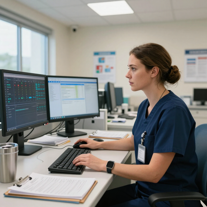 nurse charge nurse station computer monitor