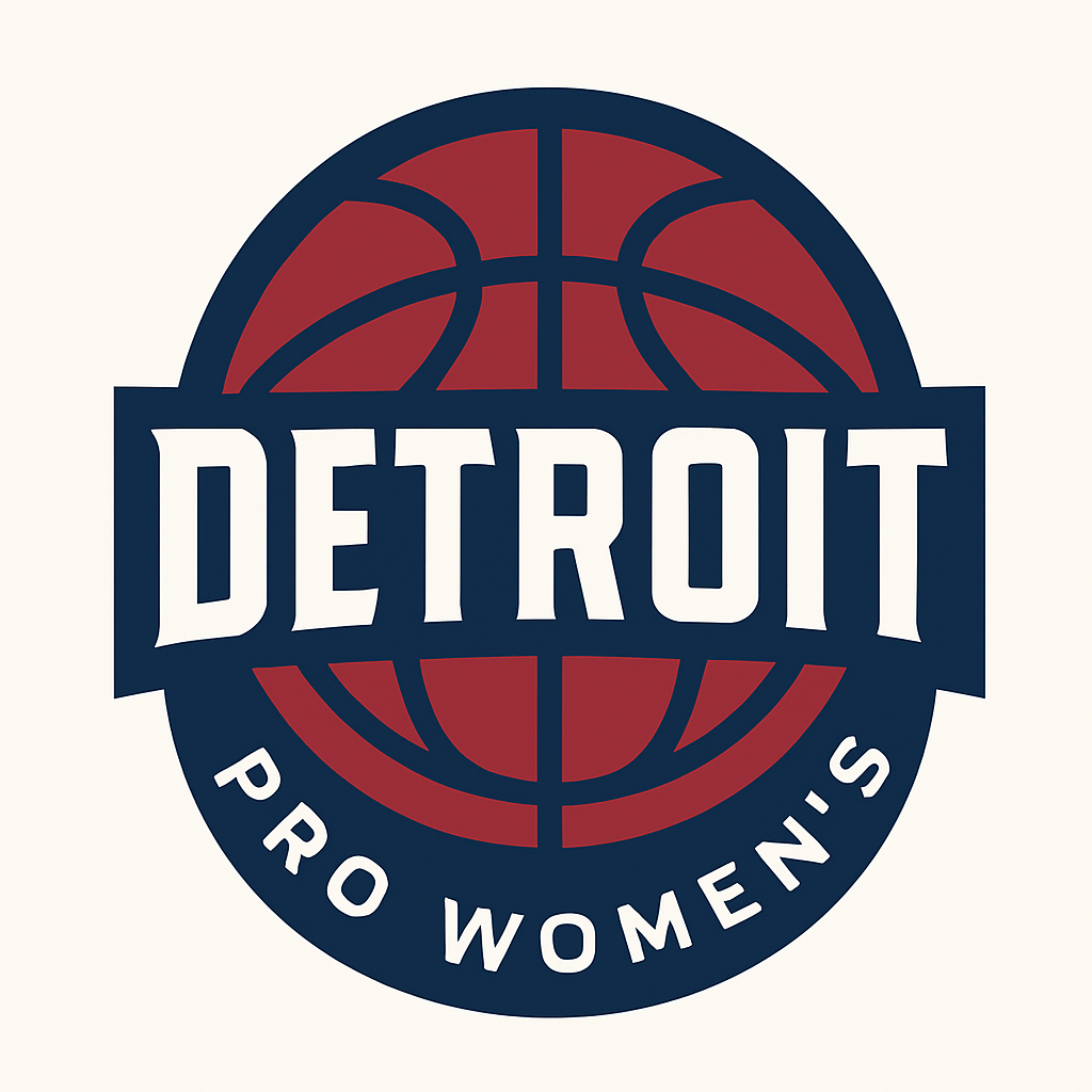 Detroit Pro Women's basketball logo. Basketball in a blue circle with