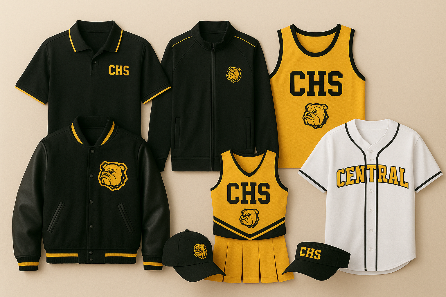 Assortment of black and gold
