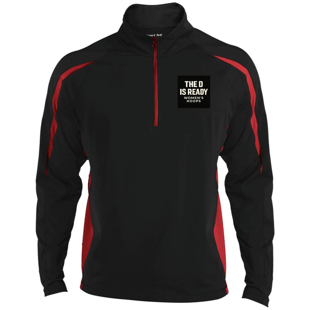 Black and red quarter-zip sweatshirt with
