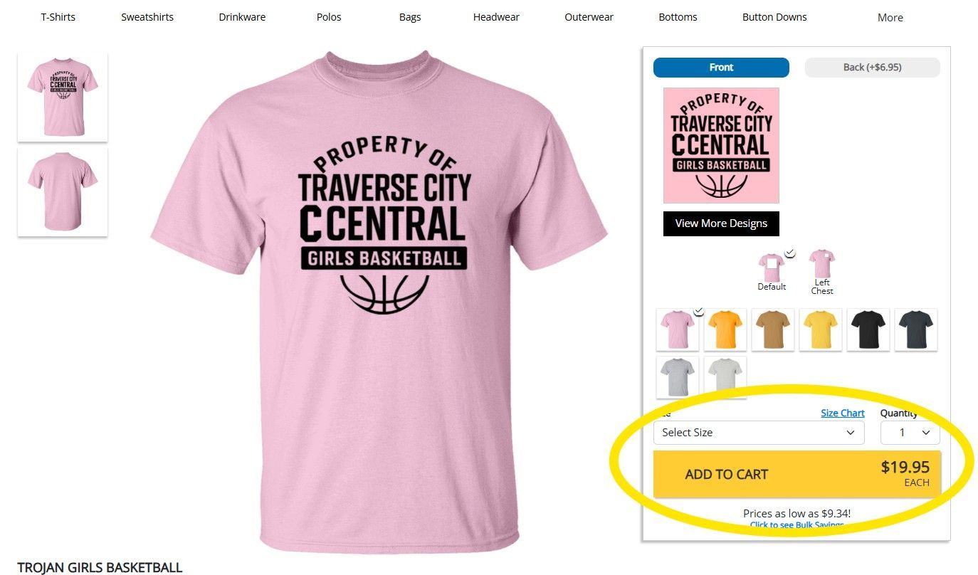 Pink t-shirt with text and a basketball graphic, with 